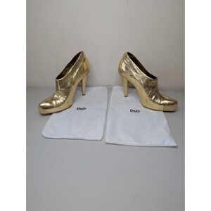 Dolce & Gabbana D&G Womens Gold Leather Heels EU Size 40 US 9.5? w/Dust Covers